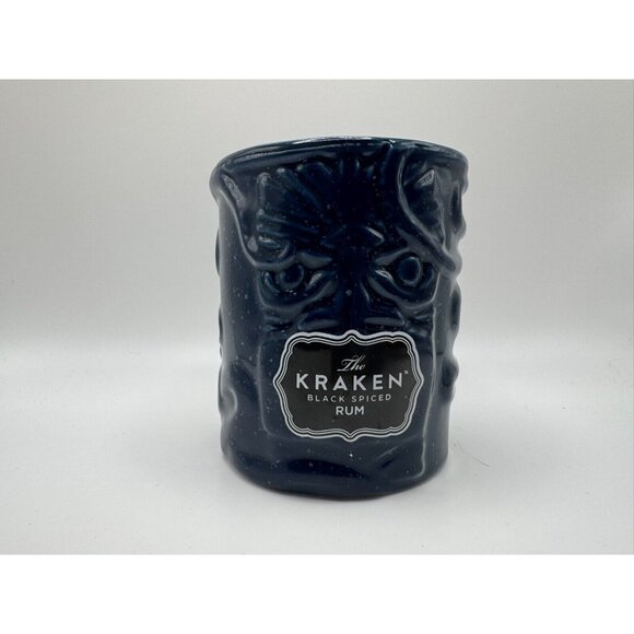 The Kraken Spiced Rum Blue Ceramic Tiki Mug Cup 3D Octopus Design 4" Tall RARE - Picture 1 of 10
